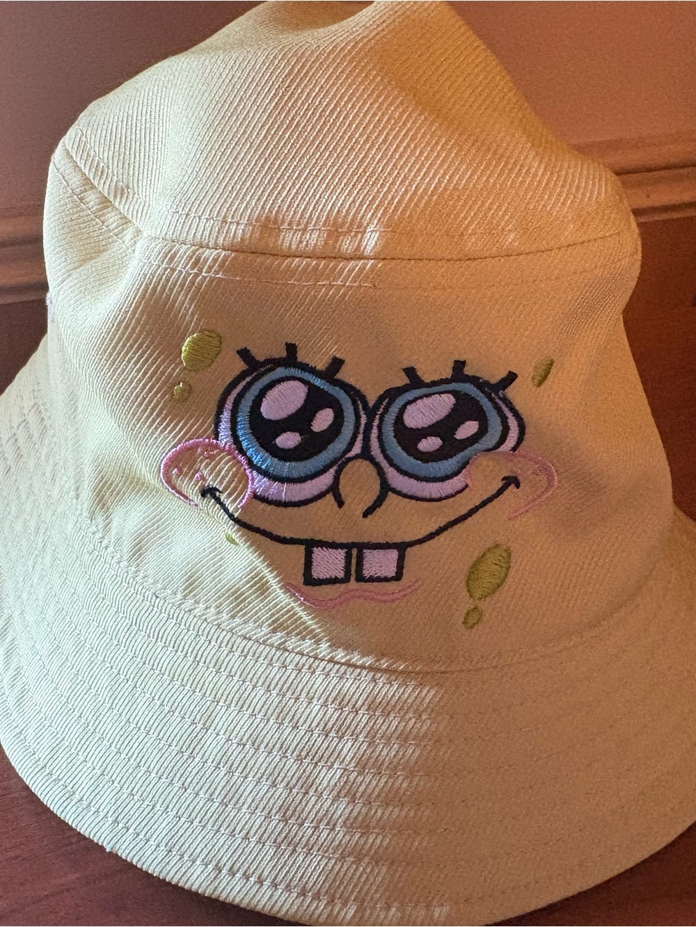 SpongeBob Squarepants Yellow Embroidered Face Bucket Hat